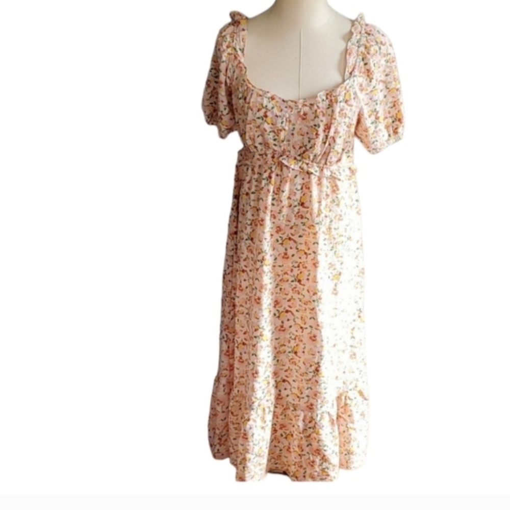 Beautiful cottagecore midi summer off shoulder floral dress size L - Picture 14 of 14